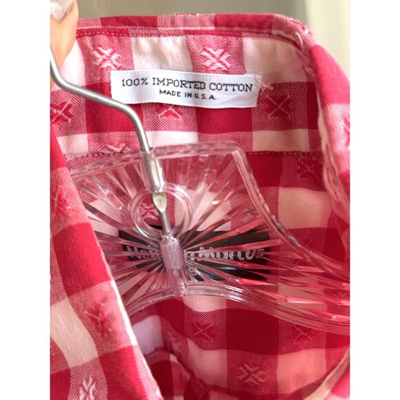 VTG Neiman Marcus Cotton Red Wht Check Western Inspired Button Dwn LS Shirt SZ S - Picture 4 of 6